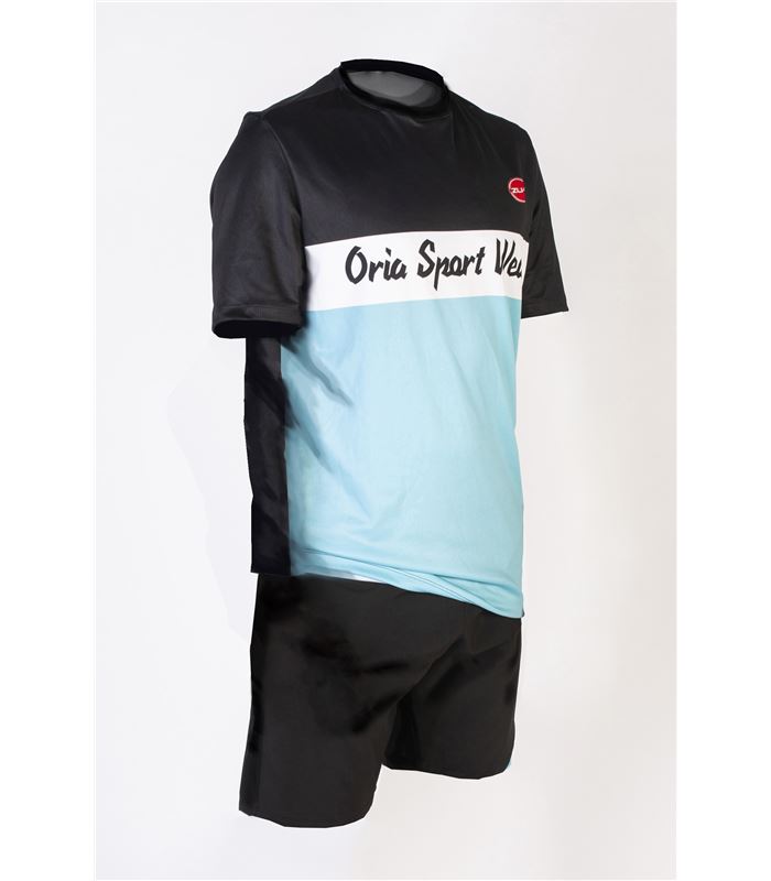 CAMISETA ORIA NEGRA Y AZUL DELANTERA